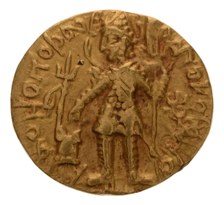 Kushanas, Vasudeva I, c. 190-230, AV dinar, 7.93 g. Oesho Bull