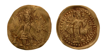 Kushanas, Vasudeva I, c. 190-230, AV dinar, 7.95 g. Oesho Bull