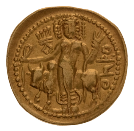 Kushanas, Vasudeva I, c. 190-230, AV dinar, 7.85 g. Oesho Bull