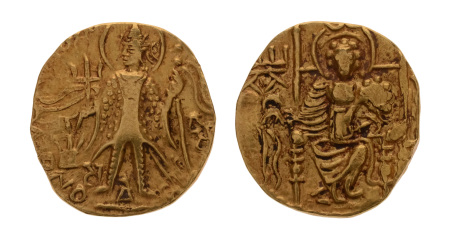 Kushanas, Vasudeva II, c. 275-300, AV dinar, 7.76 g. Ardoksho.
