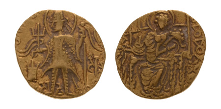Kushanas, Vasudeva II, c. 275-300, AV dinar, 7.68 g. Ardoksho.