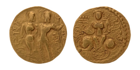 Gupta Empire, Chandragupta I, c. 319-335, AV dinar, 7.69 g. King Queen.