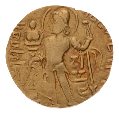Gupta Empire, Samudragupta, c. 335-375, AV dinar, 7.71 g. Javelin.