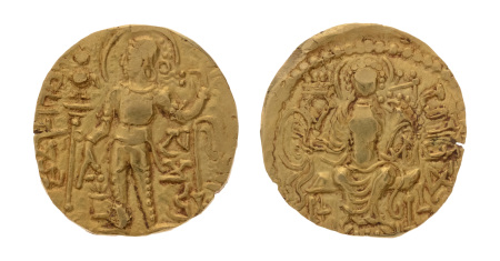 Gupta Empire, Samudragupta, c. 335-375, AV dinar, 7.52 g. Javelin.