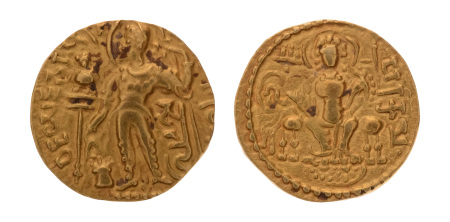 Gupta Empire, Samudragupta, c. 335-375, AV dinar, 7.36 g. Javelin.