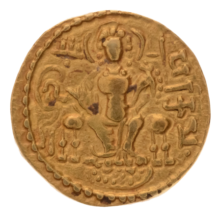 Gupta Empire, Samudragupta, c. 335-375, AV dinar, 7.36 g. Javelin.