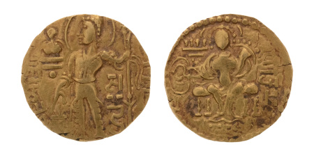 Gupta Empire, Samudragupta, c. 335-375, AV dinar, 7.31 g. Javelin.