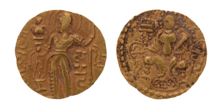 Gupta Empire, Samudragupta, c. 335-375, AV dinar, 7.60 g. Javelin