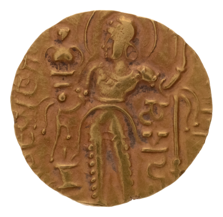 Gupta Empire, Samudragupta, c. 335-375, AV dinar, 7.60 g. Javelin