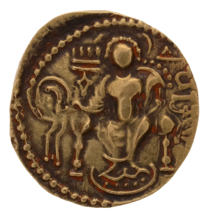 Gupta Empire, Samudragupta, c. 335-375, AV dinar, 7.66 g. Javelin.