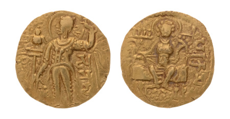 Gupta Empire, Samudragupta, c. 335-375, AV dinar, 7.66 g. Javelin.