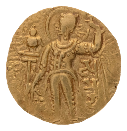 Gupta Empire, Samudragupta, c. 335-375, AV dinar, 7.66 g. Javelin.