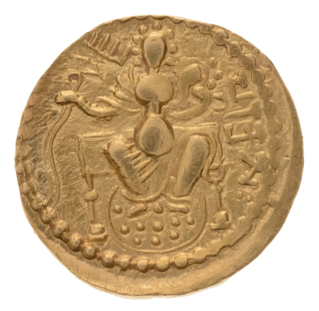 Gupta Empire, Samudragupta, c. 335-375, AV dinar, 7.60 g. Javelin.