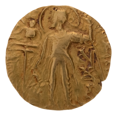 Gupta Empire, Samudragupta, c. 335-375, AV dinar, 7.80 g. Javelin.