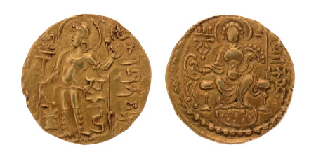 Gupta Empire, Samudragupta, c. 335-375, AV dinar, 7.69 g. Javelin.