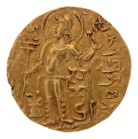 Gupta Empire, Samudragupta, c. 335-375, AV dinar, 7.69 g. Javelin.