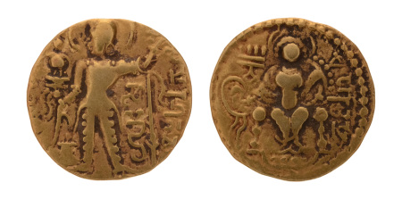 Gupta Empire, Samudragupta, c. 335-375, AV dinar, 7.41 g. Javelin.