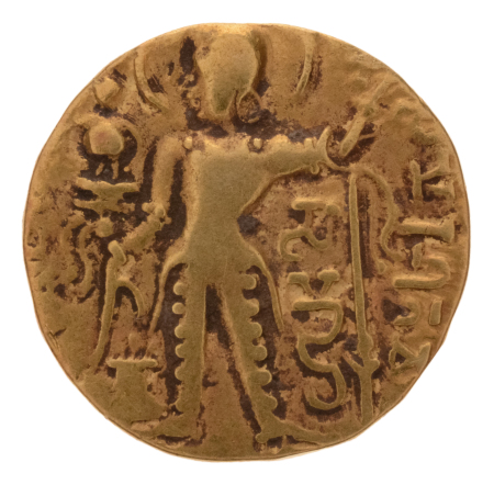 Gupta Empire, Samudragupta, c. 335-375, AV dinar, 7.41 g. Javelin.