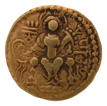 Gupta Empire, Samudragupta, c. 335-375, AV dinar, 7.41 g. Javelin.
