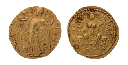 Gupta Empire, Samudragupta, c. 335-375, AV dinar, 7.65 g. Javelin.