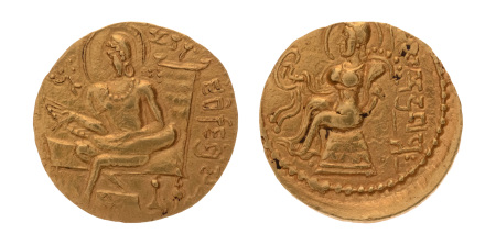 Gupta Empire, Samudragupta, c. 335-375, AV dinar, 7.69. Lyrist.