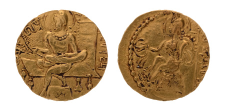 Gupta Empire, Samudragupta, c. 335-375, AV dinar, 7.68. Lyrist.