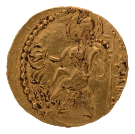 Gupta Empire, Samudragupta, c. 335-375, AV dinar, 7.68. Lyrist.