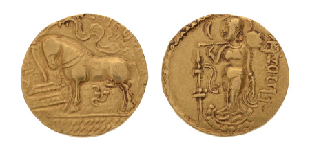 Gupta Empire, Samudragupta, c. 335-375, AV dinar 7.58 g. Asvamedha.