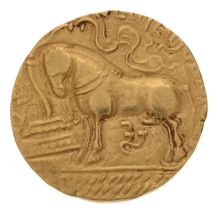 Gupta Empire, Samudragupta, c. 335-375, AV dinar 7.58 g. Asvamedha.