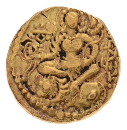 Gupta Empire, Chandragupta II, c. 380-413, AV dinar, 7.70 g. Lion slayer.