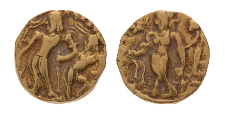 Gupta Empire, Chandragupta II, c. 380-413, AV dinar, 7.78 g. Chhatra.