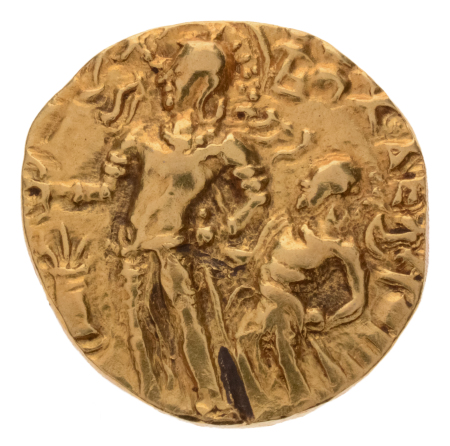 Gupta Empire, Chandragupta II, c. 380-413, AV dinar, 7.75 g. Chhatra.