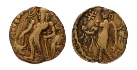 Gupta Empire, Chandragupta II, c. 380-413, AV dinar, 7.74 g. Chhatra.
