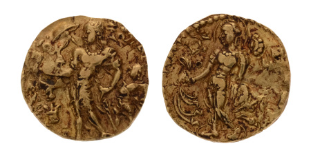 Gupta Empire, Chandragupta II, c. 380-413, AV dinar, 7.78 g. Chhatra.