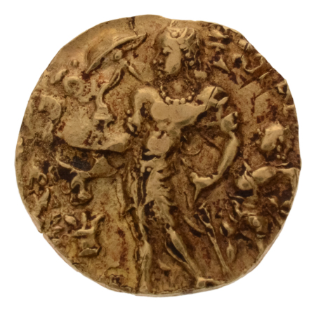 Gupta Empire, Chandragupta II, c. 380-413, AV dinar, 7.78 g. Chhatra.