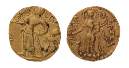 Gupta Empire, Chandragupta II, c. 380-413, AV dinar, 7.73 g. Chhatra.