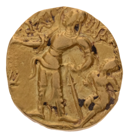 Gupta Empire, Chandragupta II, c. 380-413, AV dinar, 7.73 g. Chhatra.