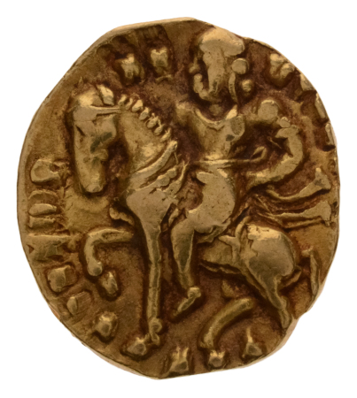 Gupta Empire, Chandragupta II, c. 380-413, AV dinar, 7.82 g. Horseman.
