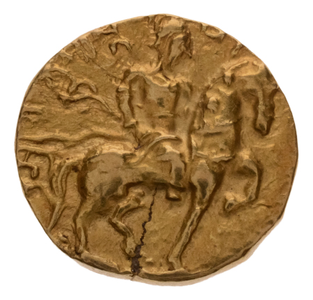 Gupta Empire, Chandragupta II, c. 380-413, AV dinar, 7.67 g. Horseman.
