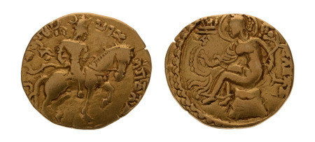 Gupta Empire, Chandragupta II, c. 380-413, AV dinar, 7.54 g. Horseman.