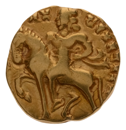 Gupta Empire, Chandragupta II, c. 380-413, AV dinar, 7.74 g. Horseman.