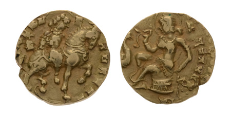 Gupta Empire, Kumaragupta I, c. 415-455, AV dinar, 8.07 g. Horseman.