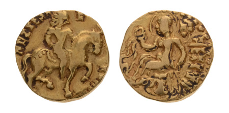 Gupta Empire, Kumaragupta I, c. 415-455, AV dinar, 8.13 g. Horseman.