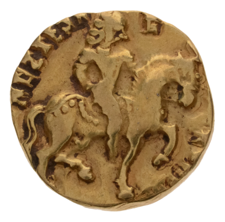 Gupta Empire, Kumaragupta I, c. 415-455, AV dinar, 8.13 g. Horseman.