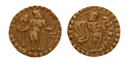 Post Gupta, Bengal, Khadga kings of Samatata, anonymous issue, c. 575-625, AV dinar, 5.79 g.