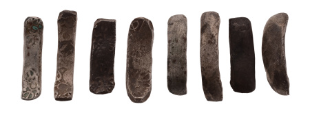 India, Gandhara Janapada, archaic silver punchmarked bent bar, 4 bars.