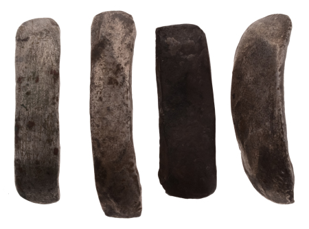 India, Gandhara Janapada, archaic silver punchmarked bent bar, 4 bars.
