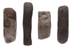 India, Gandhara Janapada, archaic silver punchmarked bent bar. 4 bars.