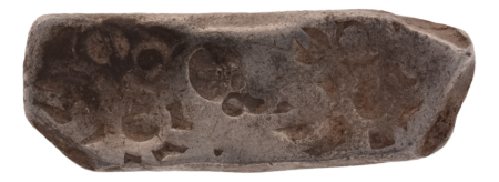 India, Gandhara Janapada, archaic silver punchmarked bent bar. 4 bars.
