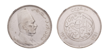 Egypt ,AH 1341, 1923 Fuad I, 10 piastres, Ag 14.0 g.